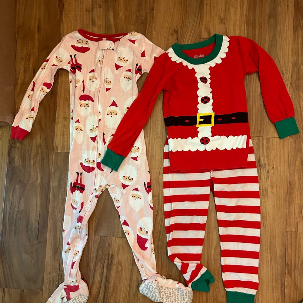 Lot two pairs 3T Christmas pajamas — Santa pattern and Santa inspired!